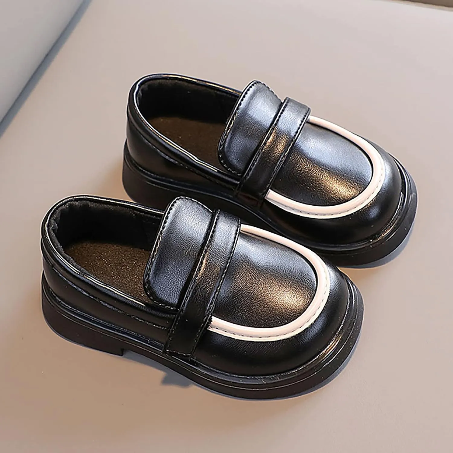 EnJoCho Toddler Wedding Shoes Toddler Boys Girls Dress Shoes PU Leather Wedding School Loafer Flats Boys Dress Shoes