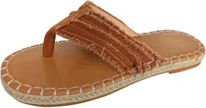 Espadrille Sandals for Women Flat Breathable Clip Toe Flip Flops Summer Boho Beach Slippers Slip On Fisherman Sandals