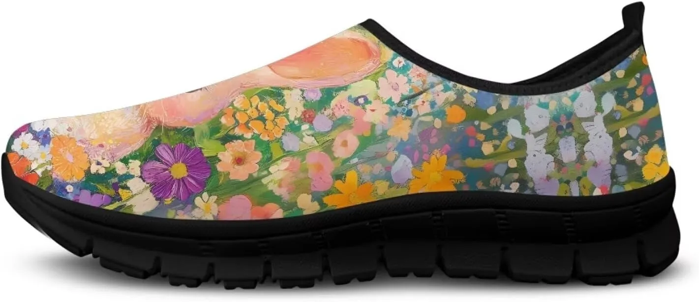 Fashion Sneakers for Women Lightweight Walking Casual Slip Ons Comfortable Art Painted Soft Athletic Travel Shoes for Ladies Festival Serise US Size 5.5-11.5