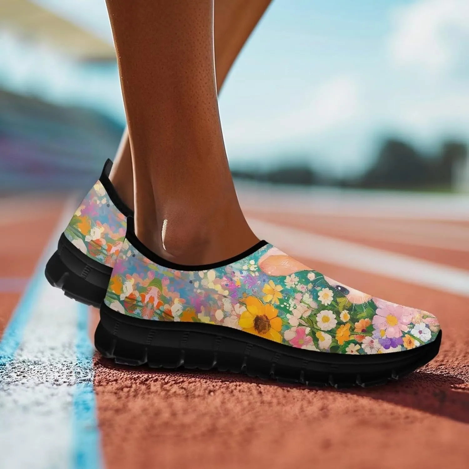 Fashion Sneakers for Women Lightweight Walking Casual Slip Ons Comfortable Art Painted Soft Athletic Travel Shoes for Ladies Festival Serise US Size 5.5-11.5