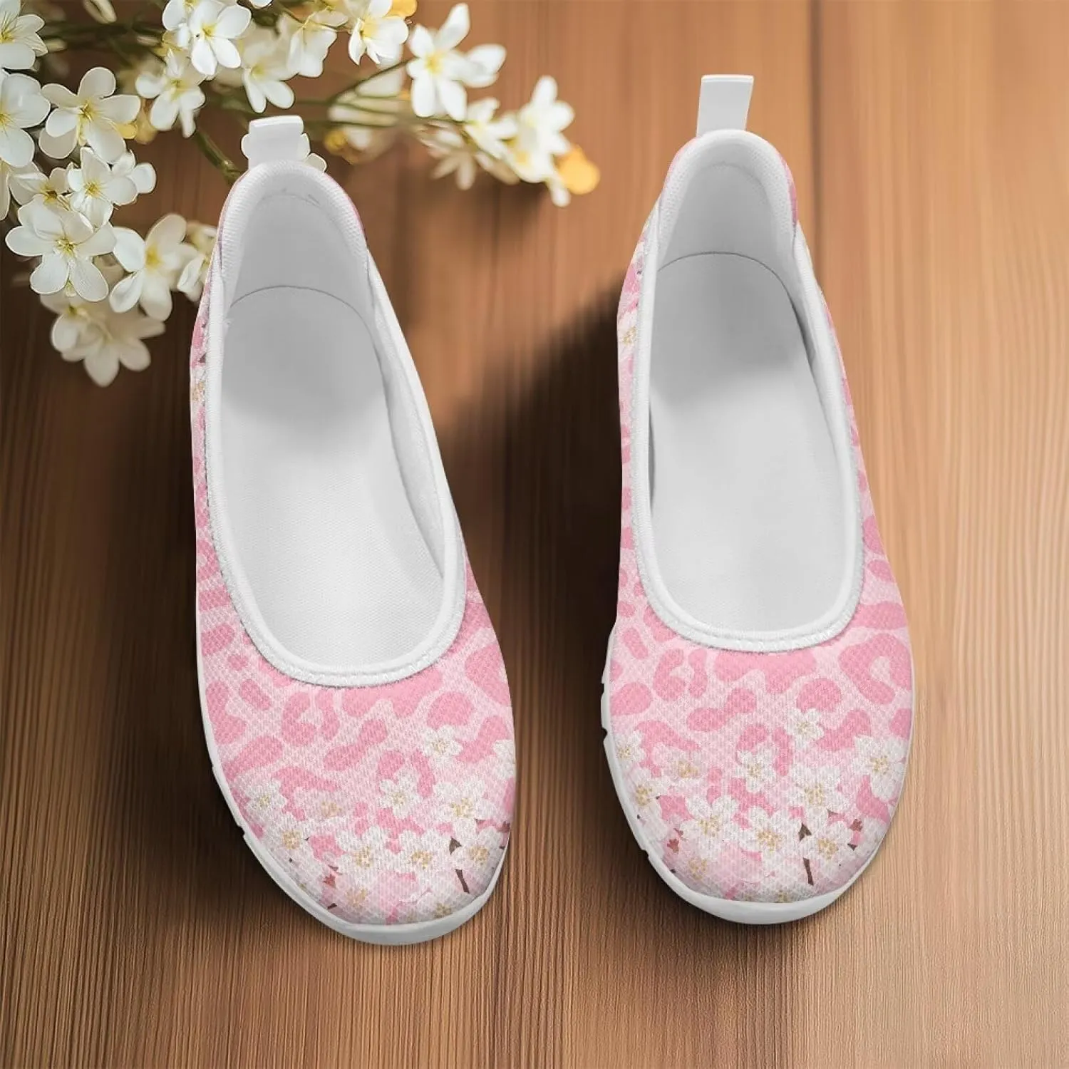 Fashion Sneakers for Women Printing Shoes Lightweight Walking Flying Mesh Casual Slip Ons Comfortable Art Painted Soft Cherry Blossoms ShoesUS Size 6-11