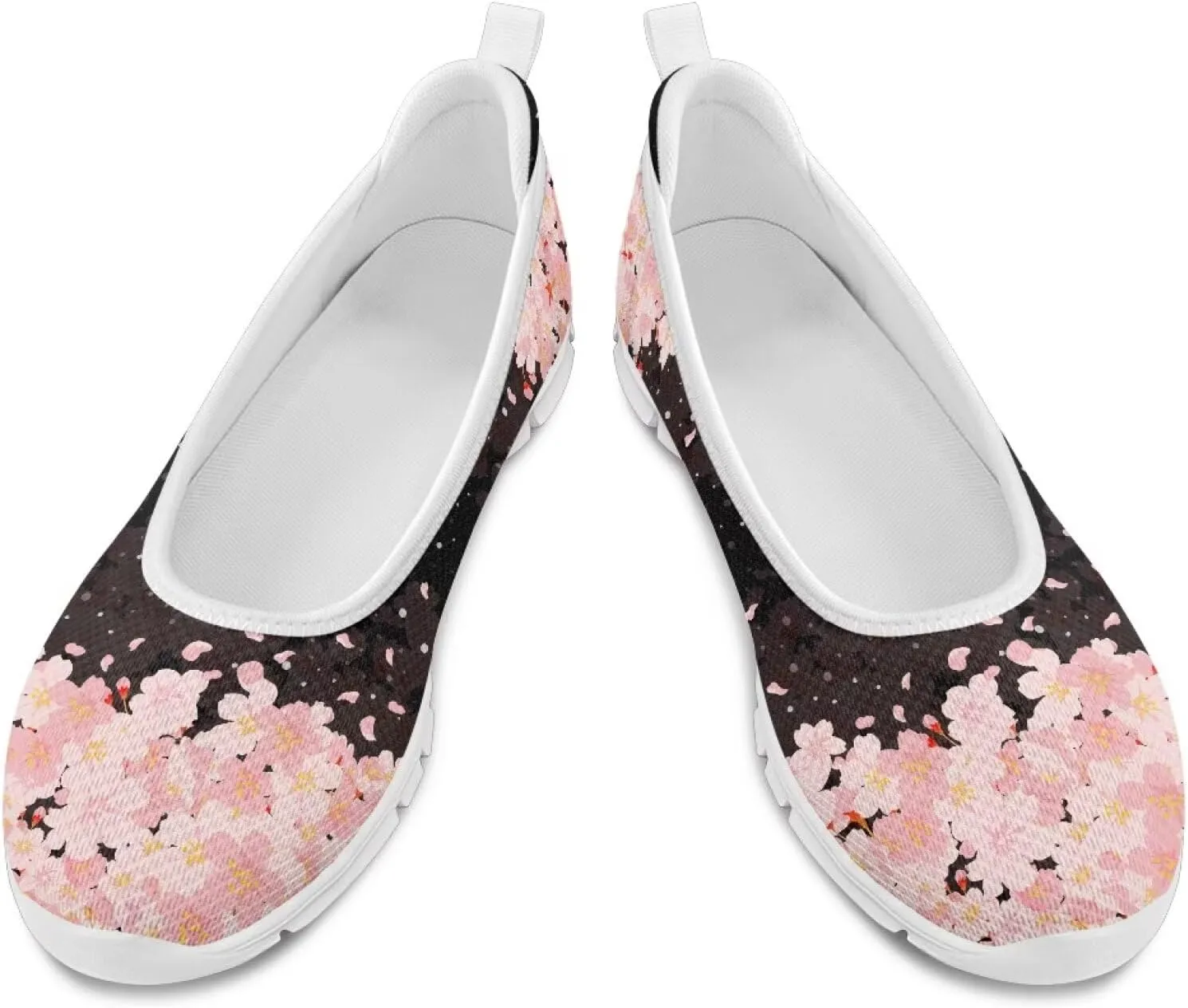 Fashion Sneakers for Women Printing Shoes Lightweight Walking Flying Mesh Casual Slip Ons Comfortable Art Painted Soft Cherry Blossoms ShoesUS Size 6-11