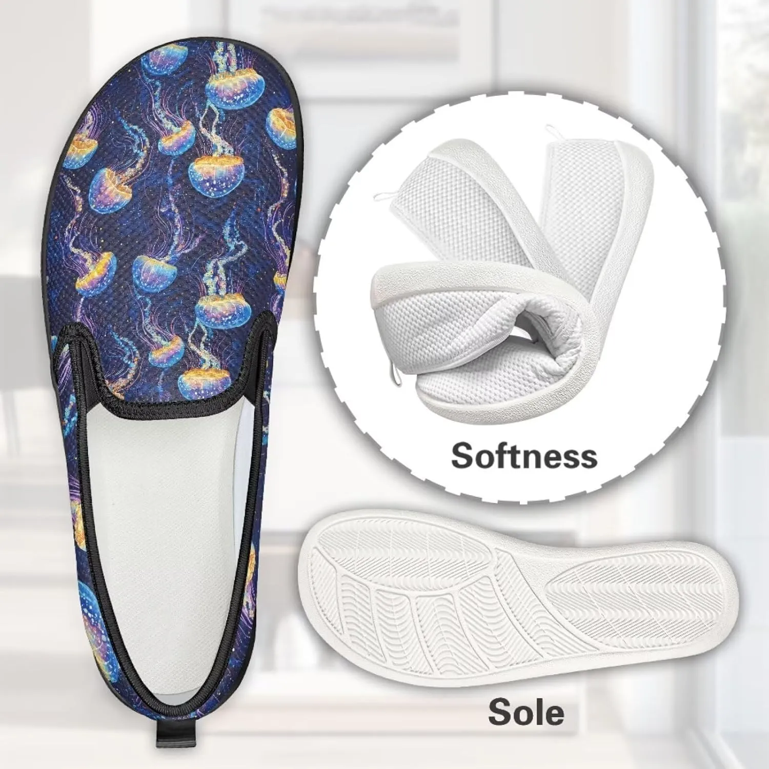 Fashion Sneakers for Women Shoes Lightweight Walking Casual Slip Ons Comfortable Art Painted Soft Athletic Travel Shoes for Ladies Sea Serise US Size 6-11