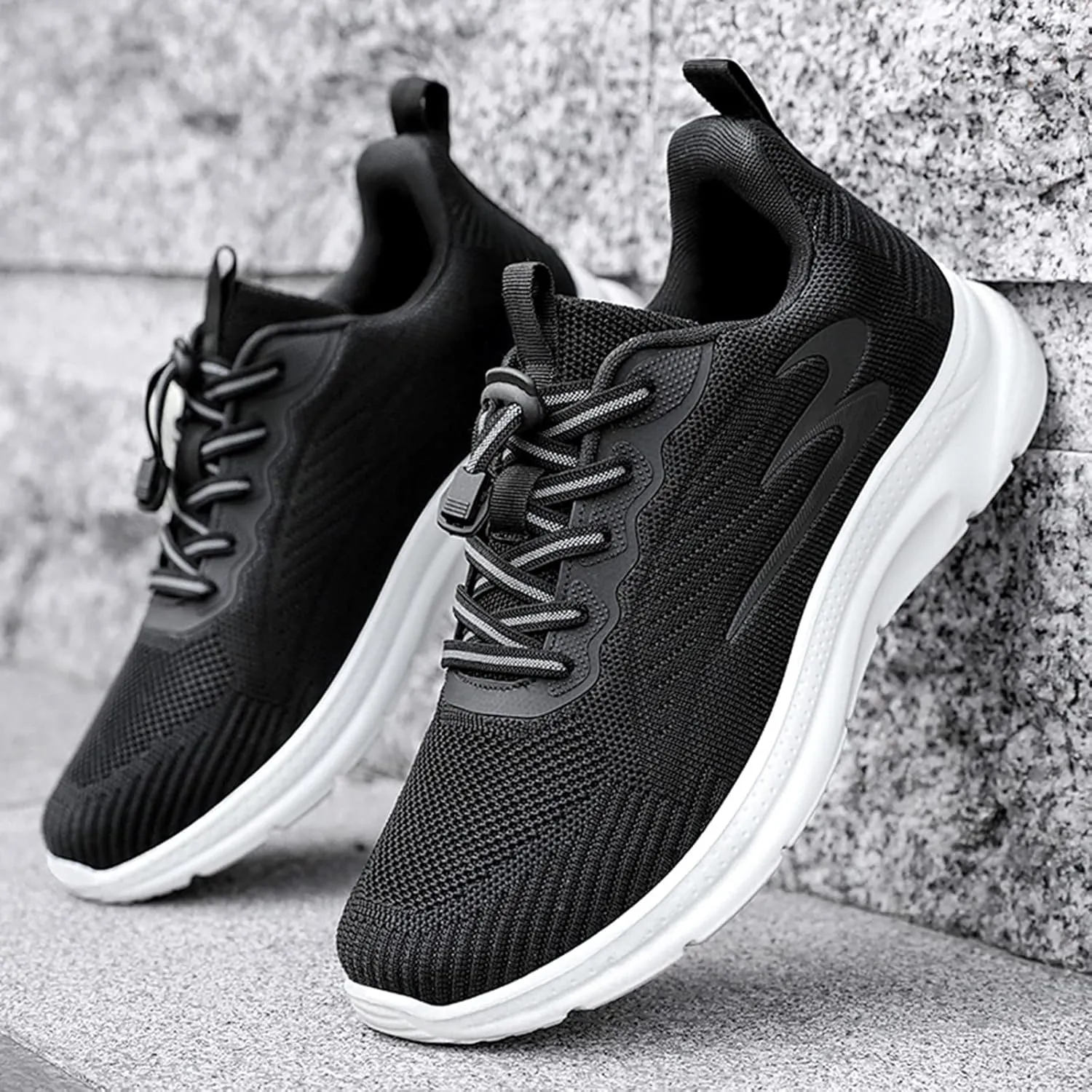 Fashion Summer and Men Shoes Fly Woven Mesh Breathable Elastic Band Casual Easy to Wear Mens Basketball Sneaker