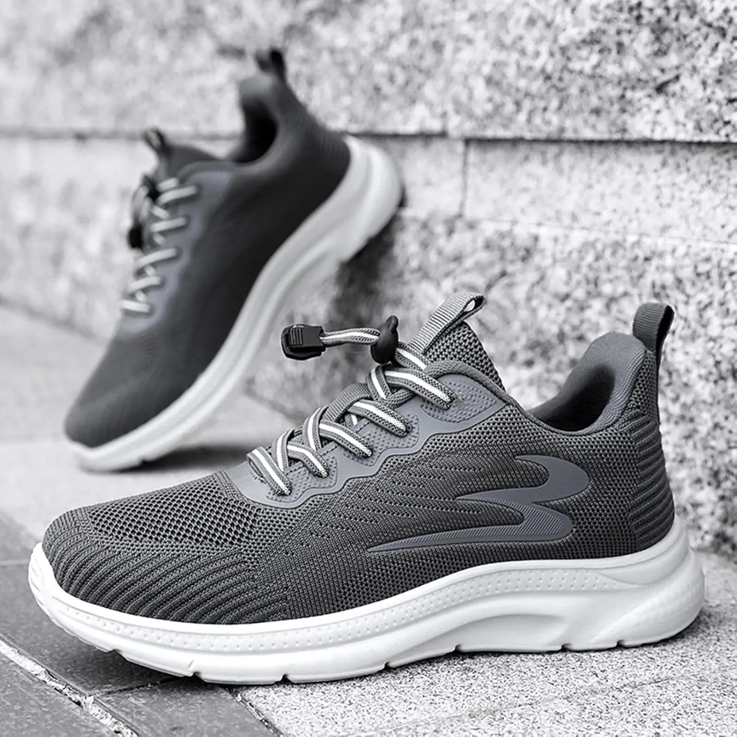 Fashion Summer and Men Shoes Fly Woven Mesh Breathable Elastic Band Casual Easy to Wear Mens Basketball Sneaker