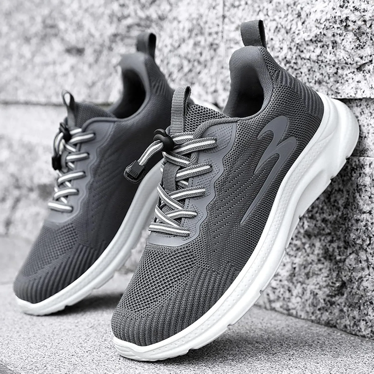 Fashion Summer and Men Shoes Fly Woven Mesh Breathable Elastic Band Casual Easy to Wear Mens Basketball Sneaker