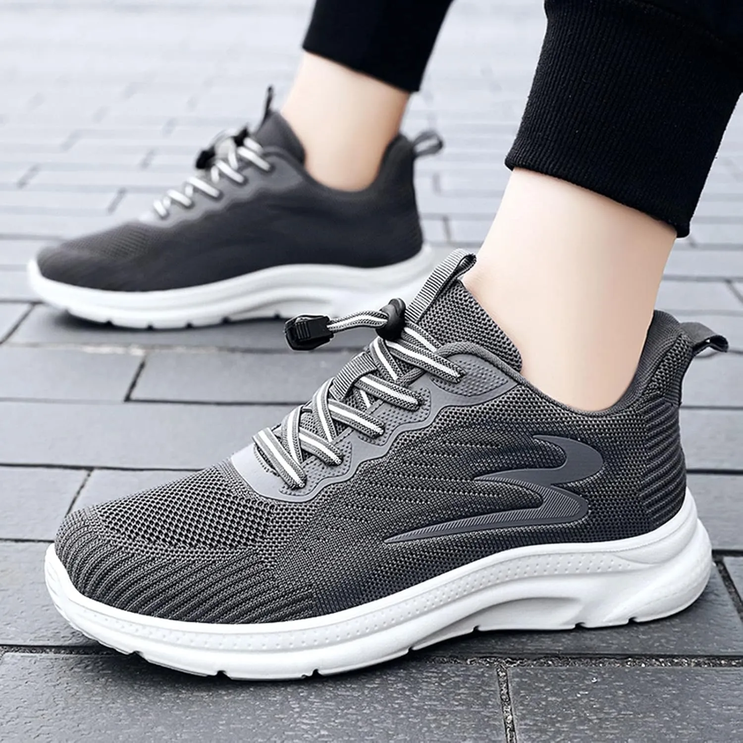 Fashion Summer and Men Shoes Fly Woven Mesh Breathable Elastic Band Casual Easy to Wear Mens Basketball Sneaker