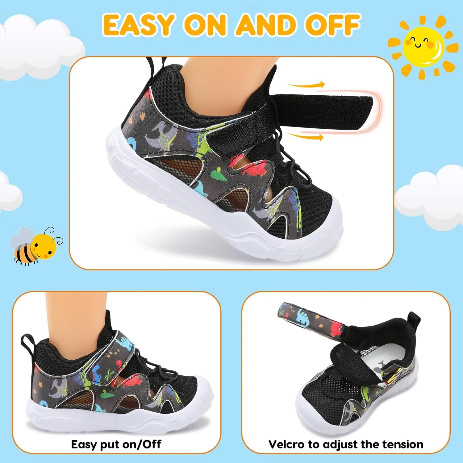 FEETCITY Wide Toddler Shoes Slip on Sneakers Boys Girls Toddler Tennis Shoes Sports Shoes Walking Shoes