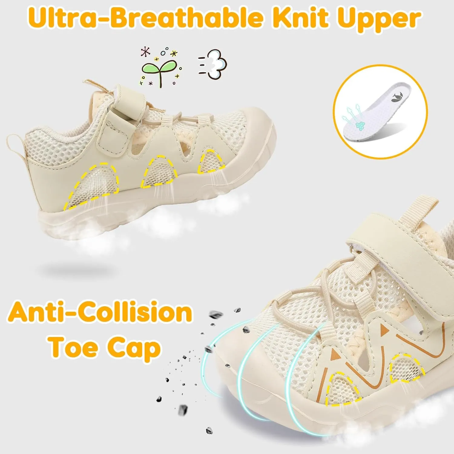 FEETCITY Wide Toddler Shoes Slip on Sneakers Boys Girls Toddler Tennis Shoes Sports Shoes Walking Shoes