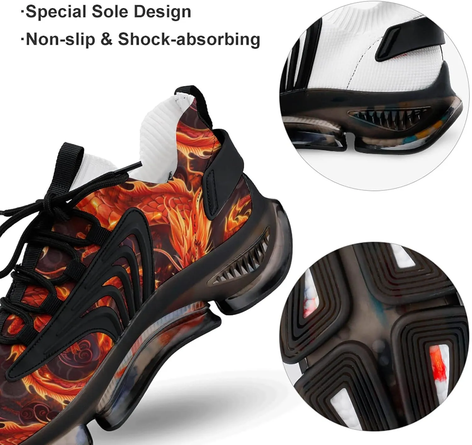 Fire Dragon Men's Running Shoes Lightweight Walking Shoe Breathable Sneaker