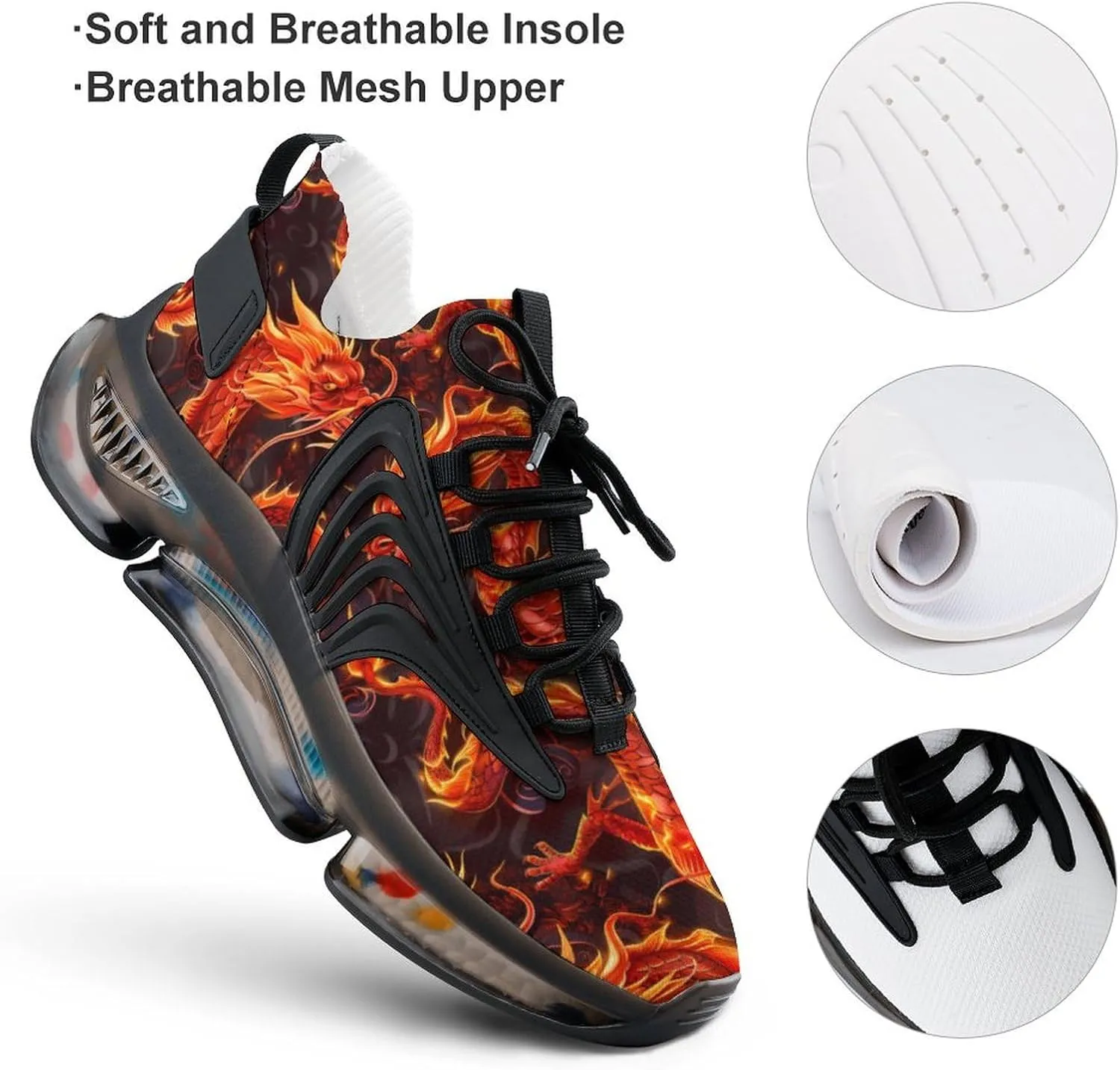 Fire Dragon Men's Running Shoes Lightweight Walking Shoe Breathable Sneaker