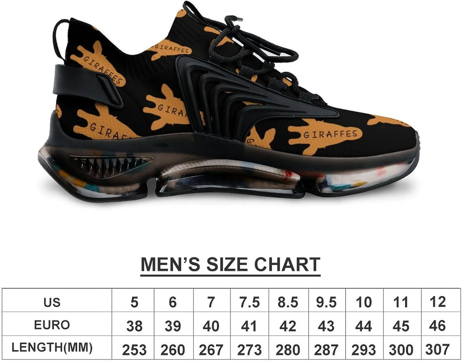Funny Giraffe Head Men's Running Shoes Lightweight Walking Shoe Breathable Sneaker