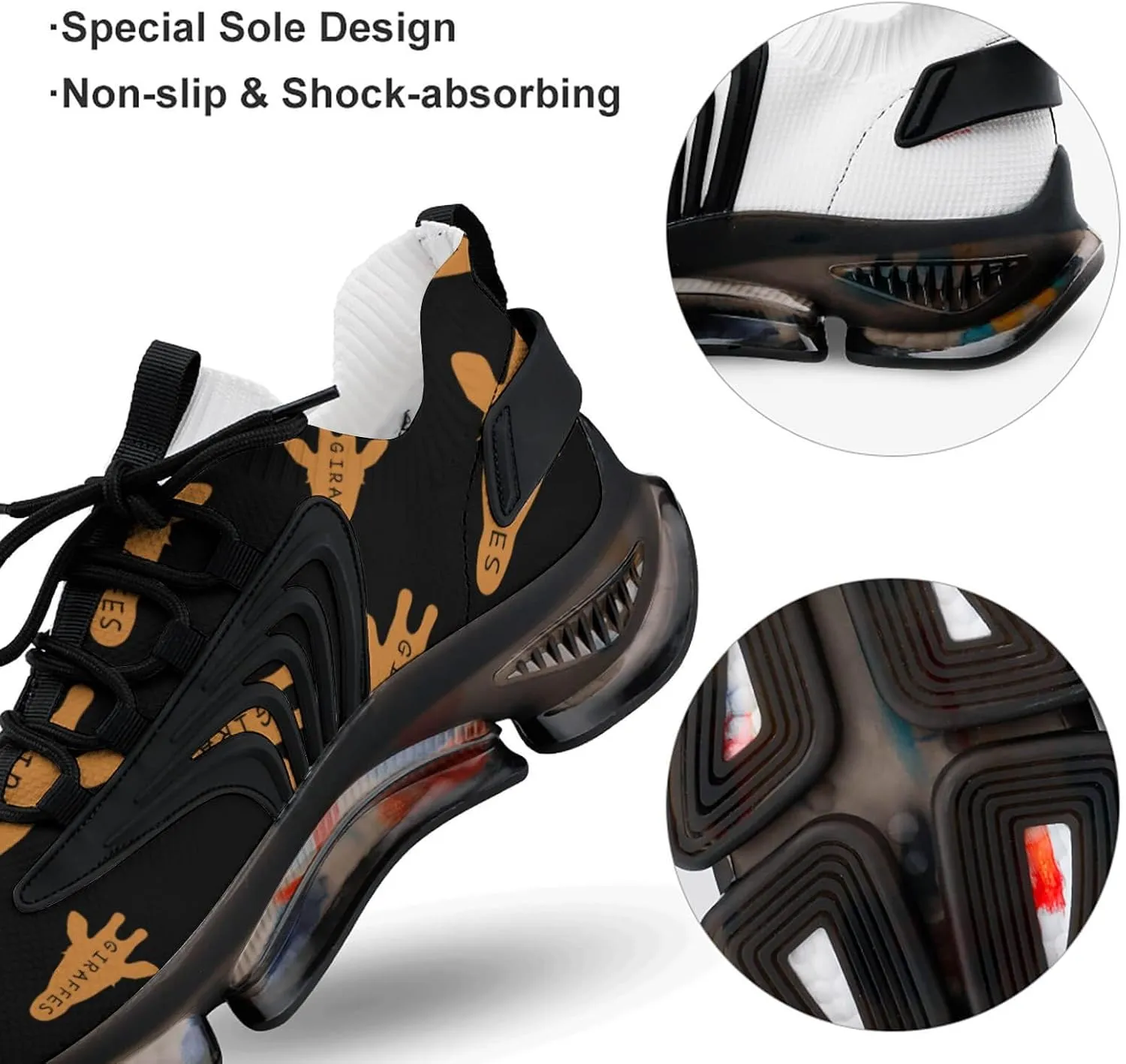 Funny Giraffe Head Men's Running Shoes Lightweight Walking Shoe Breathable Sneaker