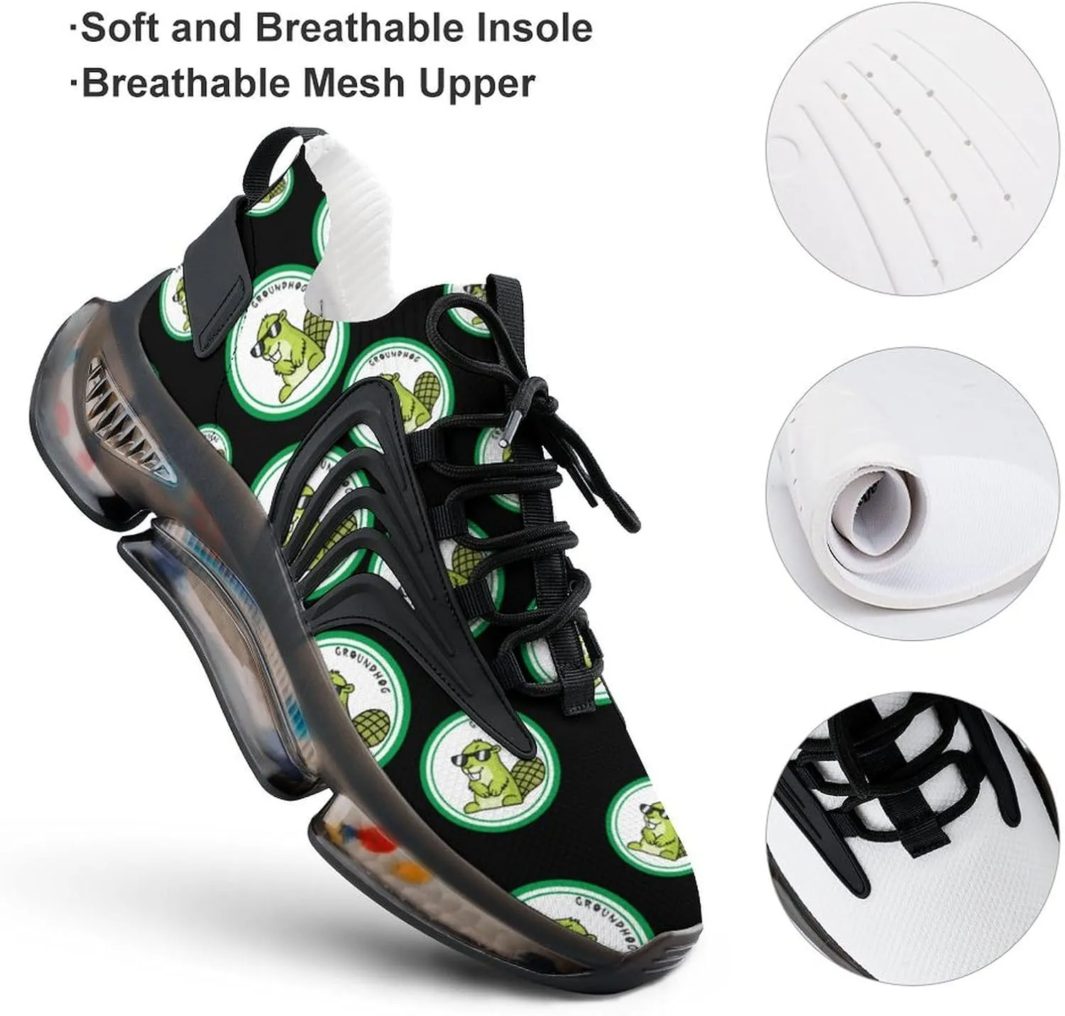 Funny Groundhog Men's Running Shoes Lightweight Walking Shoe Breathable Sneaker