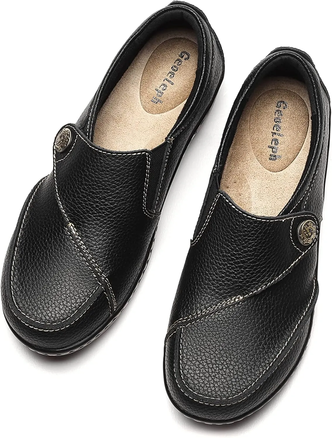 Geoeleph Women's Loafers Casual Slip-Ons Comfort Walking Flats Leather Driving Moccasins