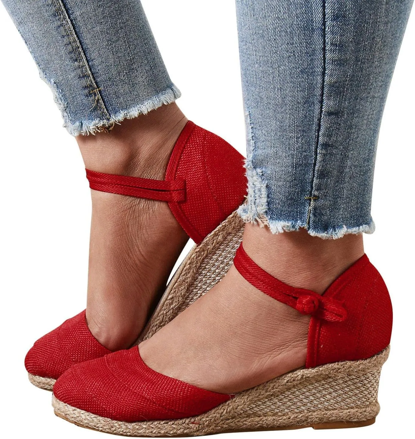 Gibobby Platform Sandals Espadrille,Women's Straps Platform Wedges Sandals Casual Summer Closed Toe Espadrilles Sandals