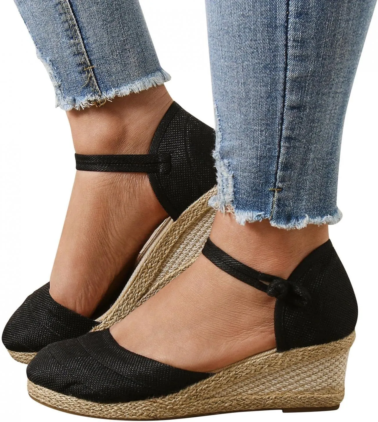 Gibobby Platform Sandals Espadrille,Women's Straps Platform Wedges Sandals Casual Summer Closed Toe Espadrilles Sandals