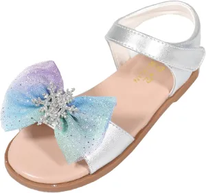 Girls Comfortable Foot Warmer Children Fashion Flat Snowflake Sandals Ice Princess Sandals Big Children Baby