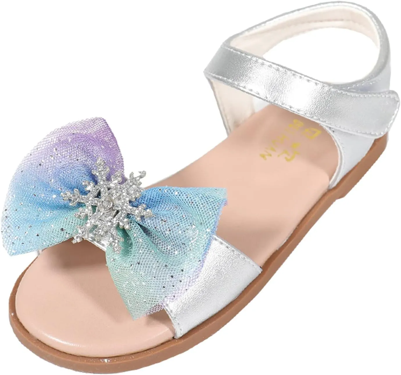 Girls Comfortable Foot Warmer Children Fashion Flat Snowflake Sandals Ice Princess Sandals Big Children Baby
