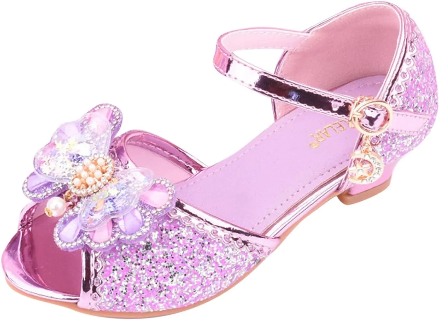 Girls Comfortable Shoes Children Shoes With Diamond Shiny Sandals Princess Shoes Bow High Heels Show Princess