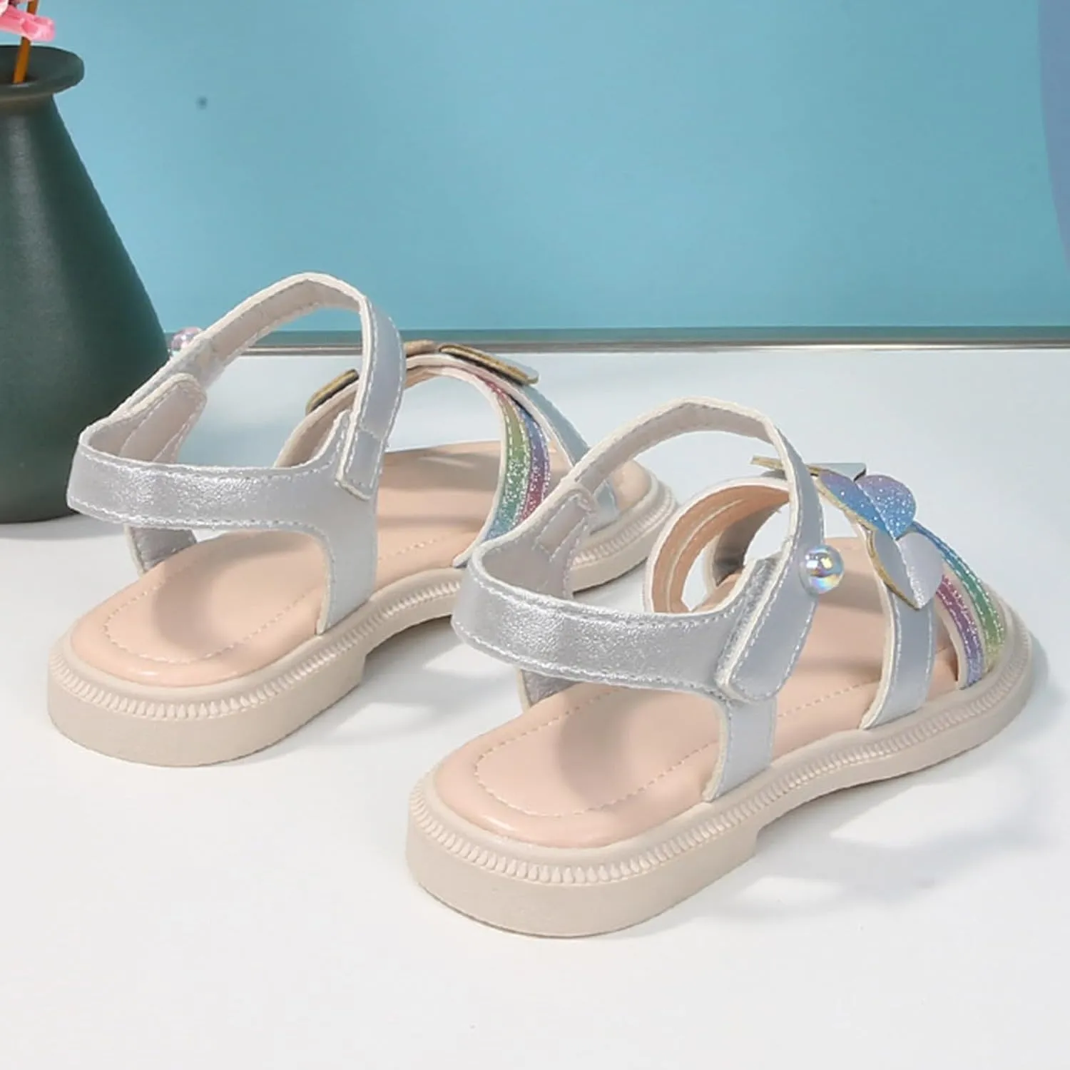 Girls Cute Heart Sandals Open Toe Summer Dress Sandals Shoes Girls Size 2 for Size 1