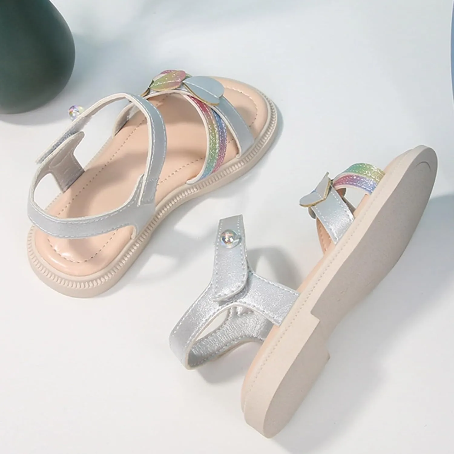 Girls Cute Heart Sandals Open Toe Summer Dress Sandals Shoes Girls Size 2 for Size 1