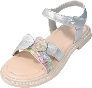 Girls Cute Heart Sandals Open Toe Summer Dress Sandals Shoes Girls Size 2 for Size 1