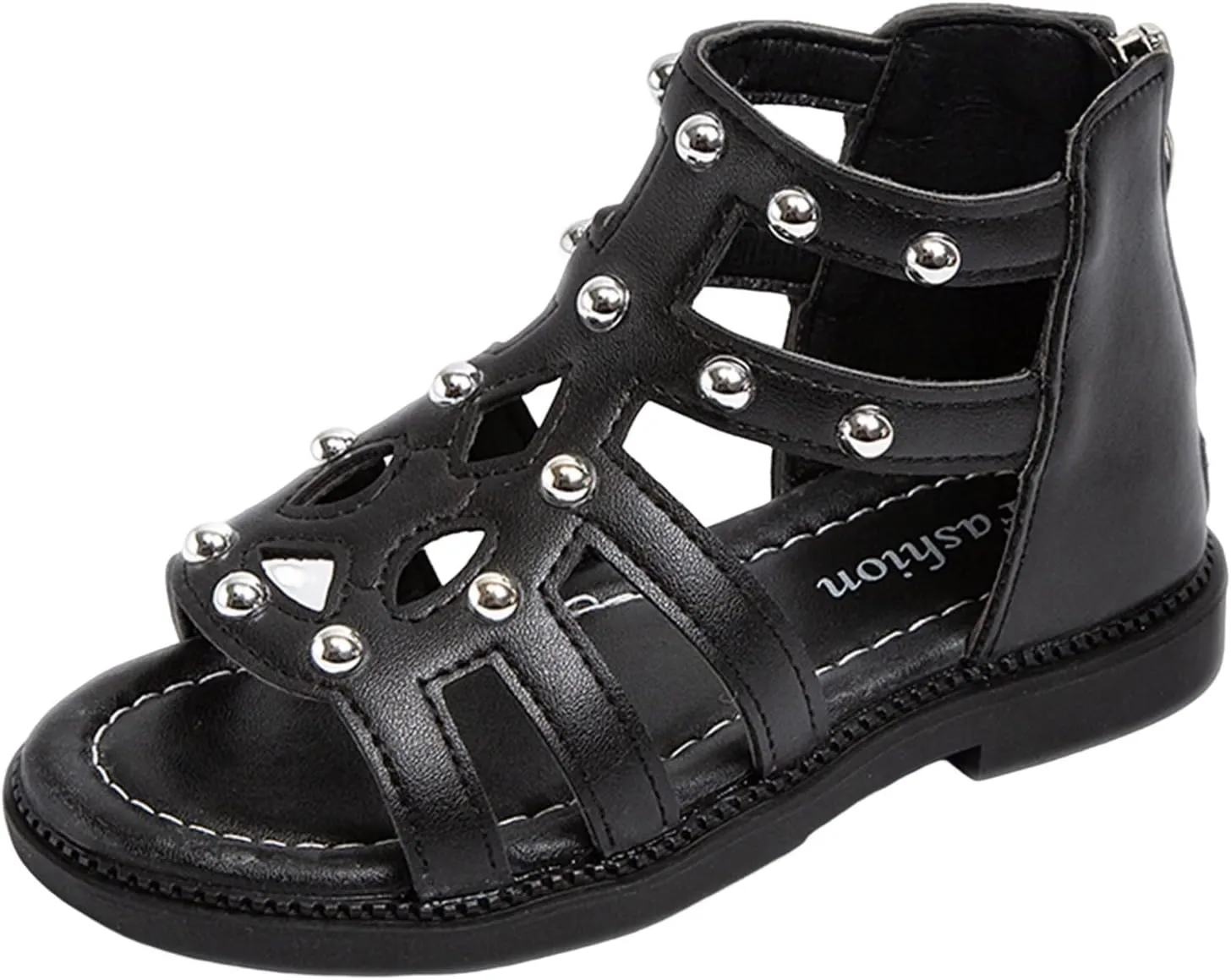 Girls Kids Short Gl𝐚diator Sandals Shoes Ankle Rubber Leather Non Slip Shoes Baby Toddler Side Zipper Summer Casual