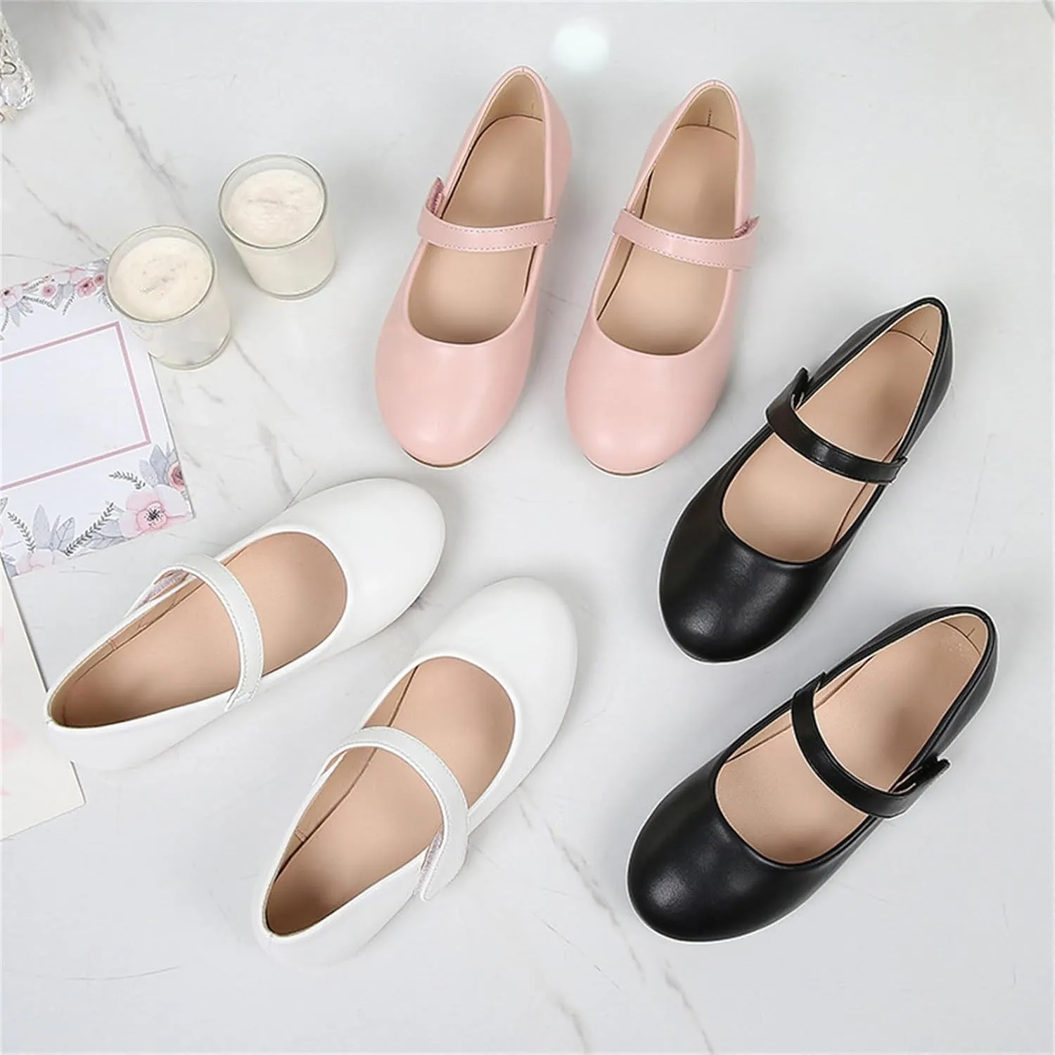 Girls Mary Jane Ballerina Flat Dress Shoes for Toddler Kids Princess Easy Buckle School Uniform Church Formal Shoes