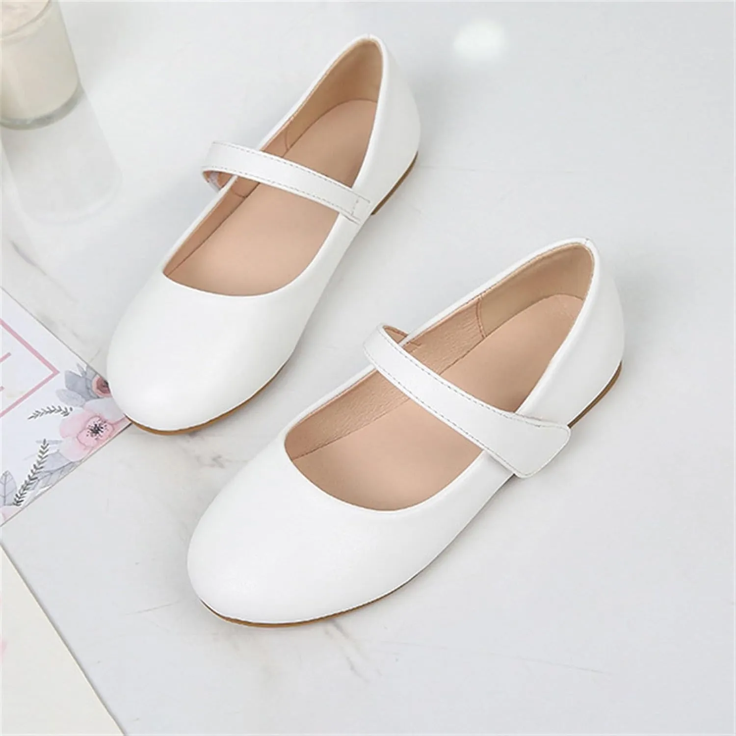 Girls Mary Jane Ballerina Flat Dress Shoes for Toddler Kids Princess Easy Buckle School Uniform Church Formal Shoes