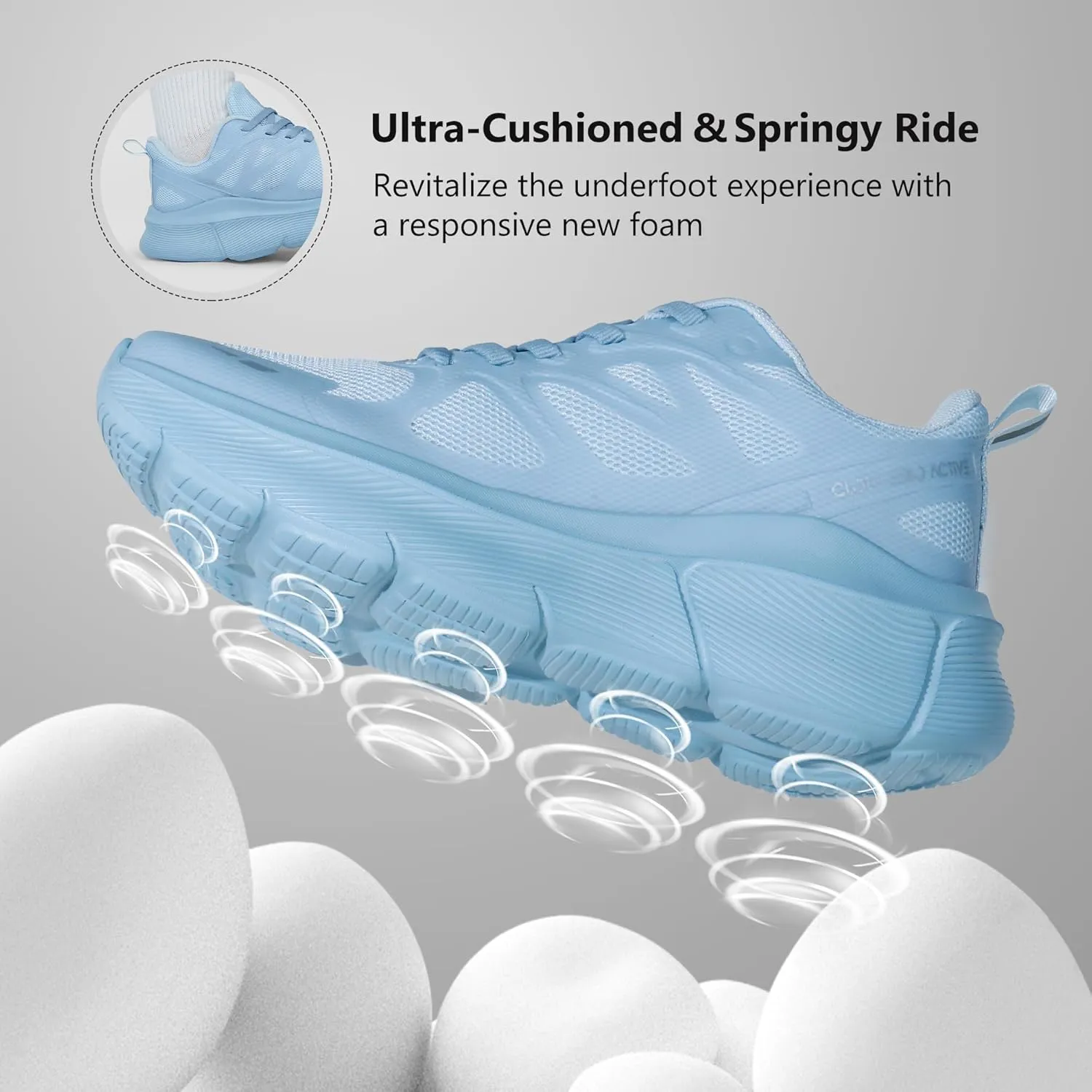 Hawkwell Women's Cloud Zero Active Walking Tennis Cushion Running Shoes Breathable Athletic Gym Workout Jogging Sports Sneakers Non Slip Medical Work Shoes