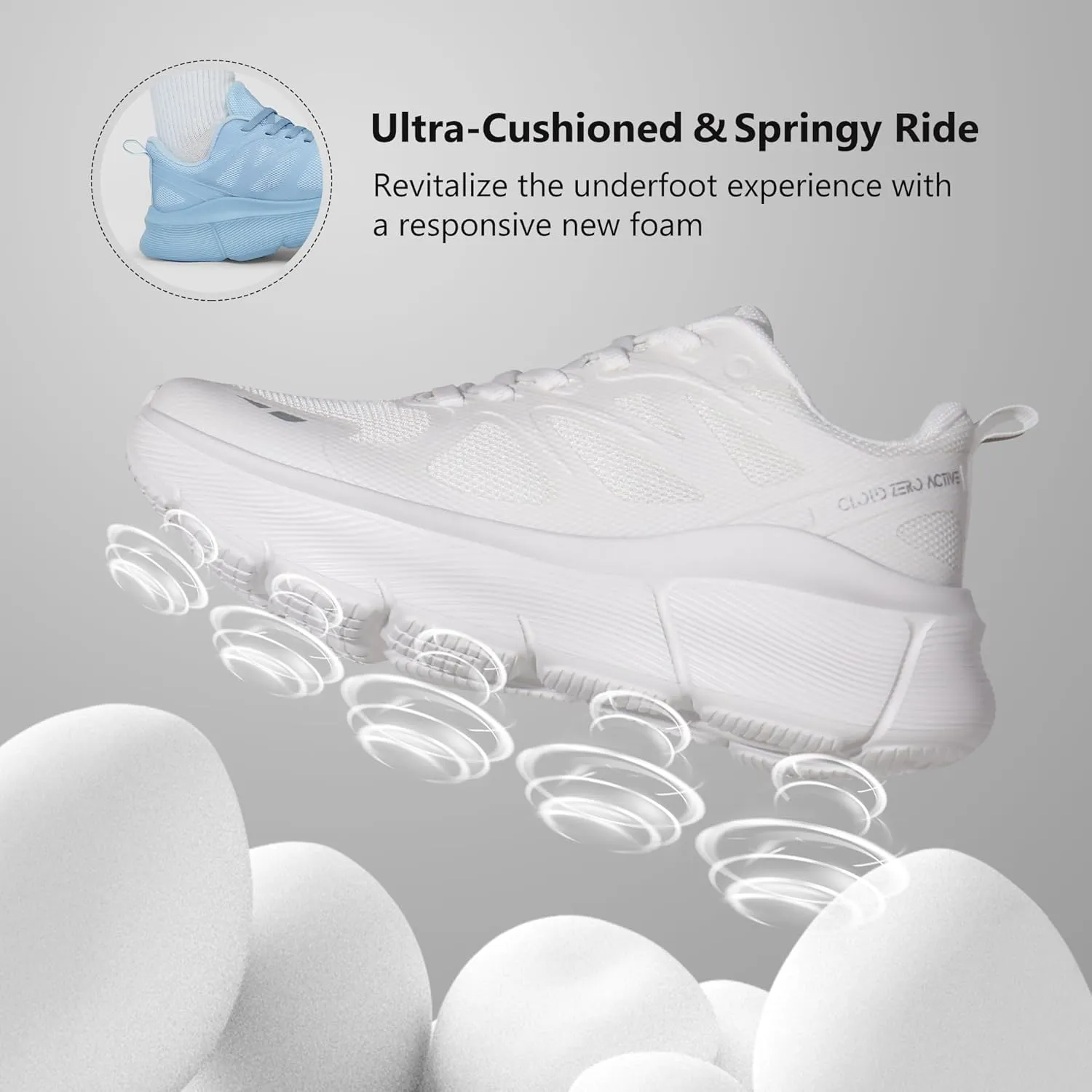 Hawkwell Women's Cloud Zero Active Walking Tennis Cushion Running Shoes Breathable Athletic Gym Workout Jogging Sports Sneakers Non Slip Medical Work Shoes