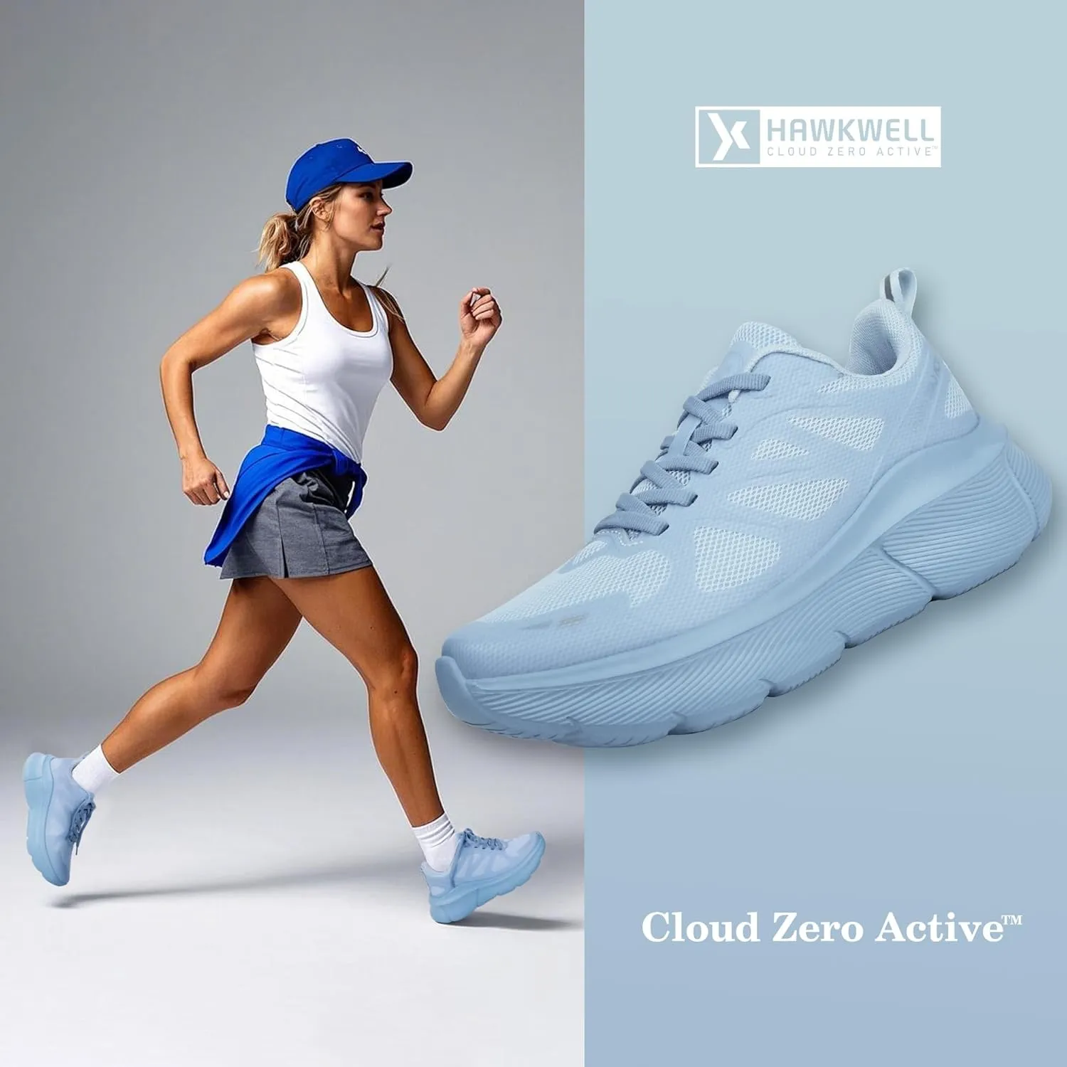 Hawkwell Women's Cloud Zero Active Walking Tennis Cushion Running Shoes Breathable Athletic Gym Workout Jogging Sports Sneakers Non Slip Medical Work Shoes