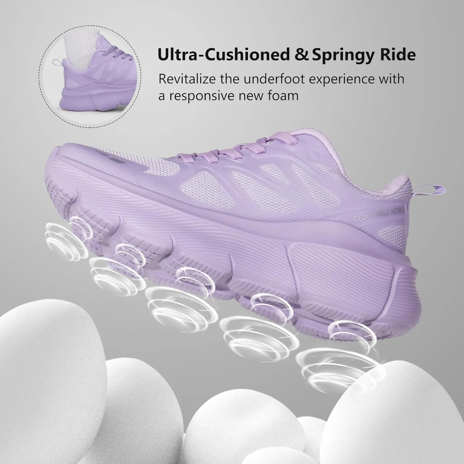 Hawkwell Women's Cloud Zero Active Walking Tennis Cushion Running Shoes Breathable Athletic Gym Workout Jogging Sports Sneakers Non Slip Medical Work Shoes