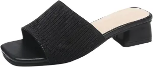 Heeled Sandals for Women Wide Width Open Toe Block Slip On Casual Chunky Low Heel Heeled Sandals Plantar Fasciitis Comfortable Walking Sandal