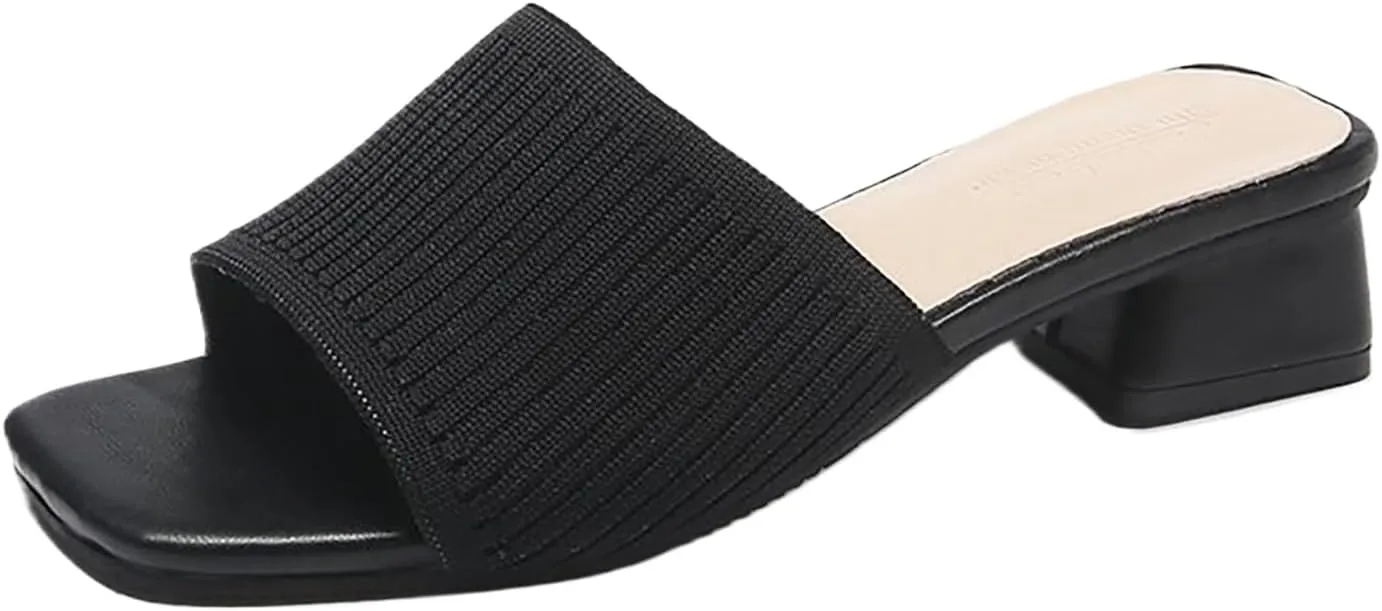 Heeled Sandals for Women Wide Width Open Toe Block Slip On Casual Chunky Low Heel Heeled Sandals Plantar Fasciitis Comfortable Walking Sandal