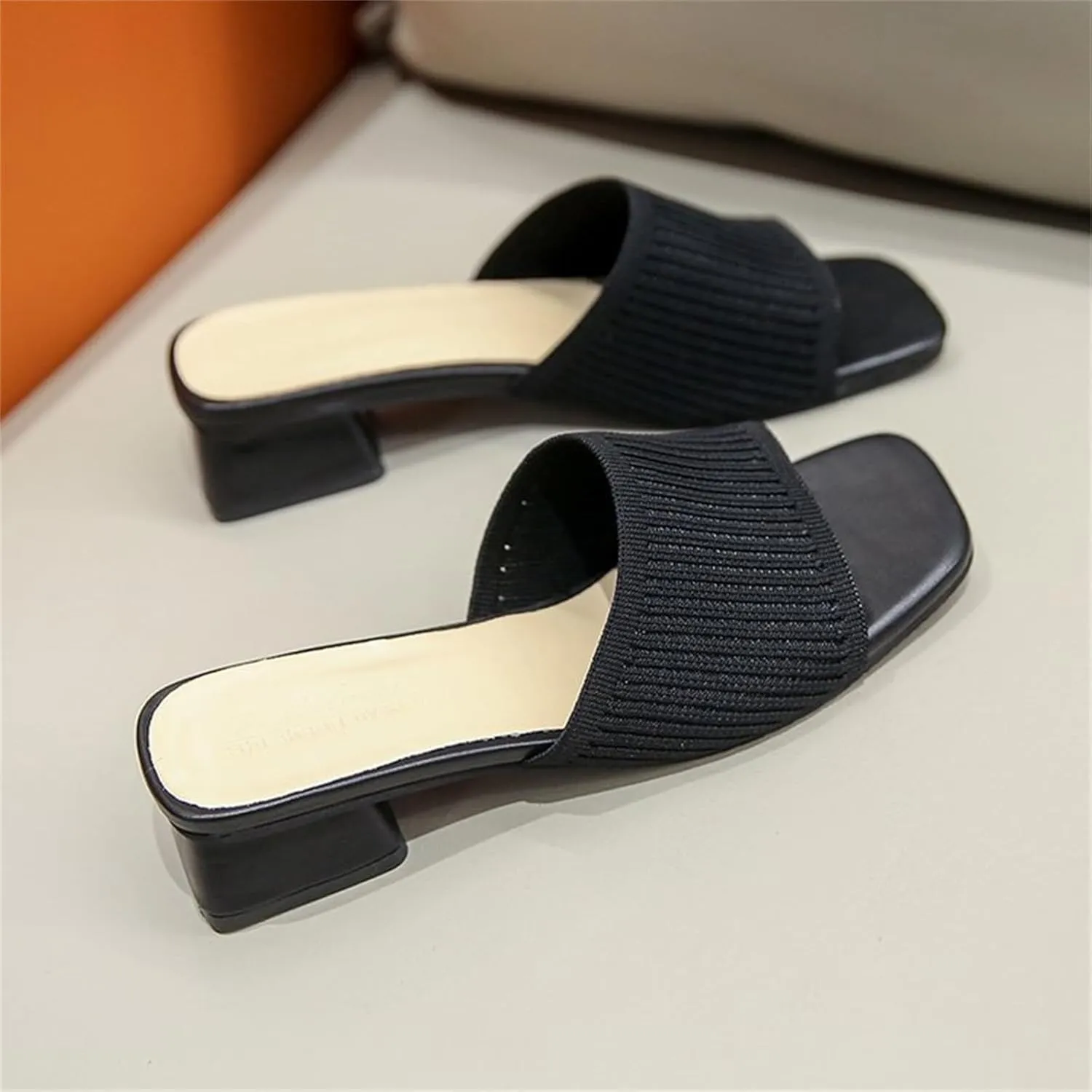 Heeled Sandals for Women Wide Width Open Toe Block Slip On Casual Chunky Low Heel Heeled Sandals Plantar Fasciitis Comfortable Walking Sandal