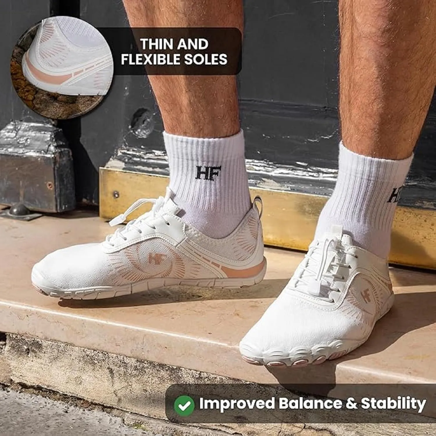 HF Active - Active Lifestyle Pain Relief Barefoot Shoes, Wide Toe Box, Lightweight Breathable, Flexible Minimalist Walking Shoe, Experience Real Barefoot Feeling