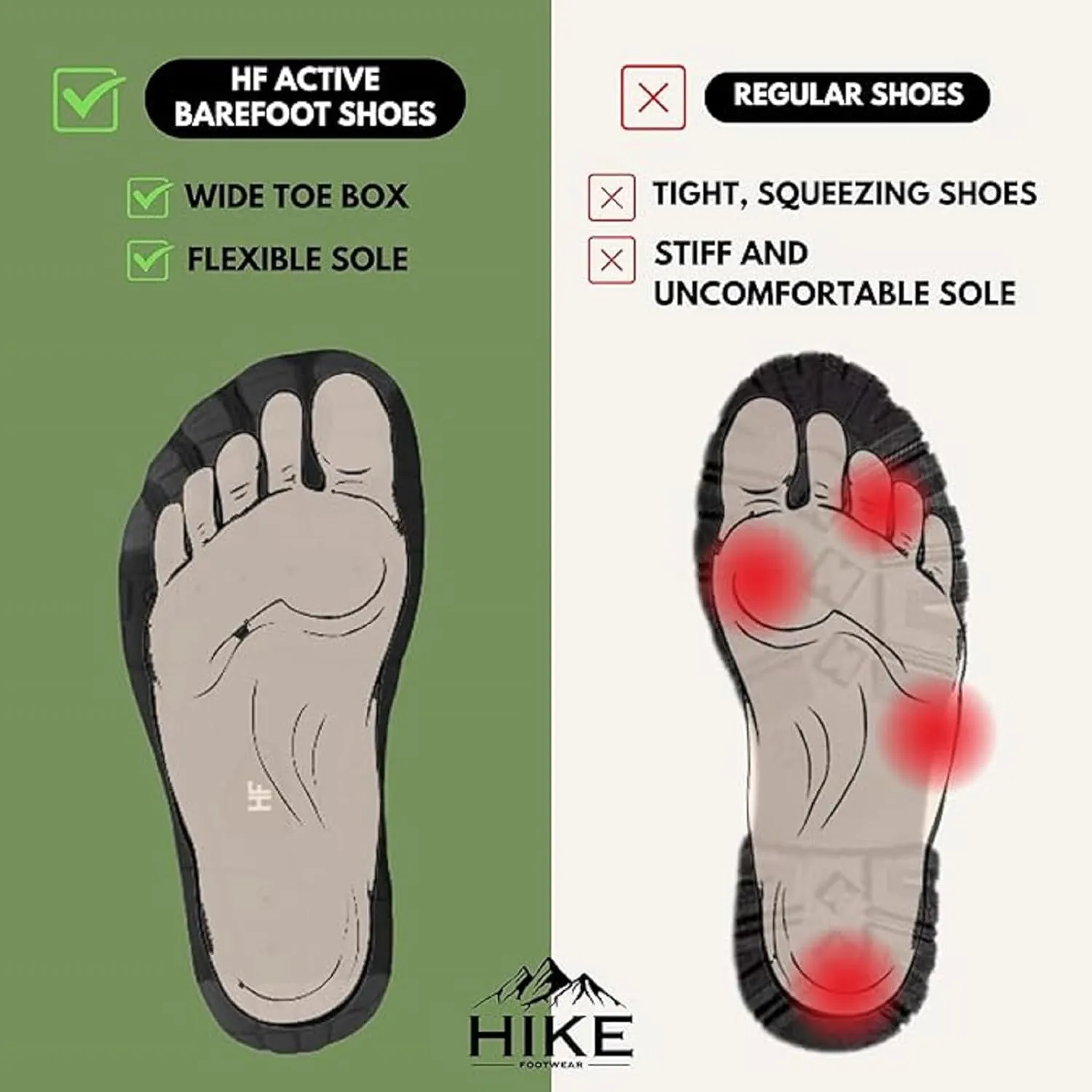 HF Active - Active Lifestyle Pain Relief Barefoot Shoes, Wide Toe Box, Lightweight Breathable, Flexible Minimalist Walking Shoe, Experience Real Barefoot Feeling