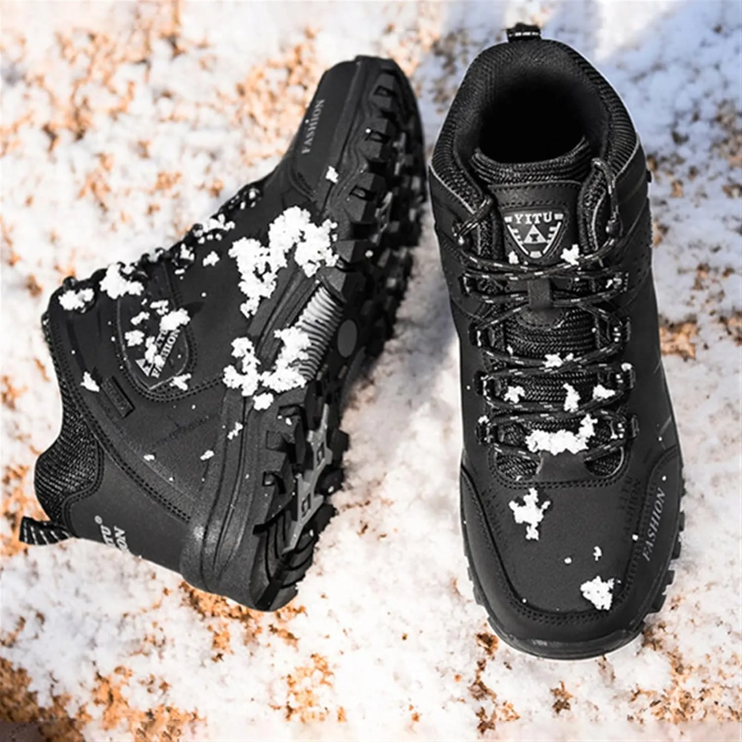 High Rise Hiking Boots, Mens Hiking Shoes, Winter Warm Outdoor Sport Trekking Safety Footwear, Breathable Lace- up Non- Slip High Rise Trainers Boots, for Walking,Travelling,Backpacking,Camping,Bikin