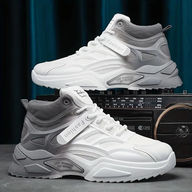 High-Top Gradient Lace-Up Skate Sneakers - Breathable, Good Grip, Comfortable Design - Men's Casual Outdoor Activities
