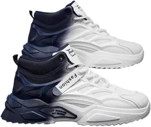 High-Top Gradient Lace-Up Skate Sneakers - Breathable, Good Grip, Comfortable Design - Men's Casual Outdoor Activities