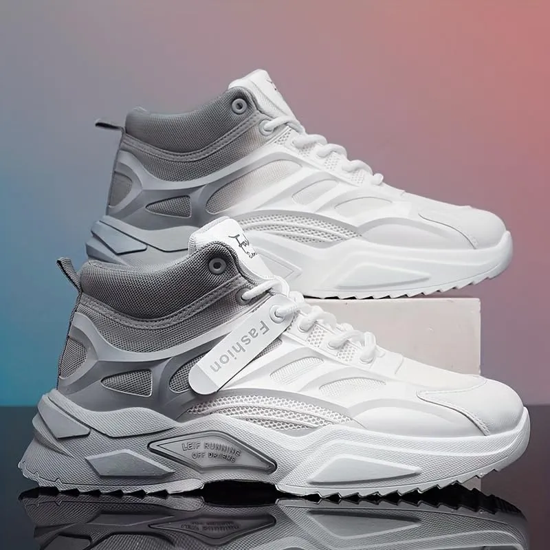 High-Top Gradient Lace-Up Skate Sneakers - Breathable, Good Grip, Comfortable Design - Men's Casual Outdoor Activities