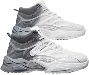 High-Top Gradient Lace-Up Skate Sneakers - Breathable, Good Grip, Comfortable Design - Men's Casual Outdoor Activities