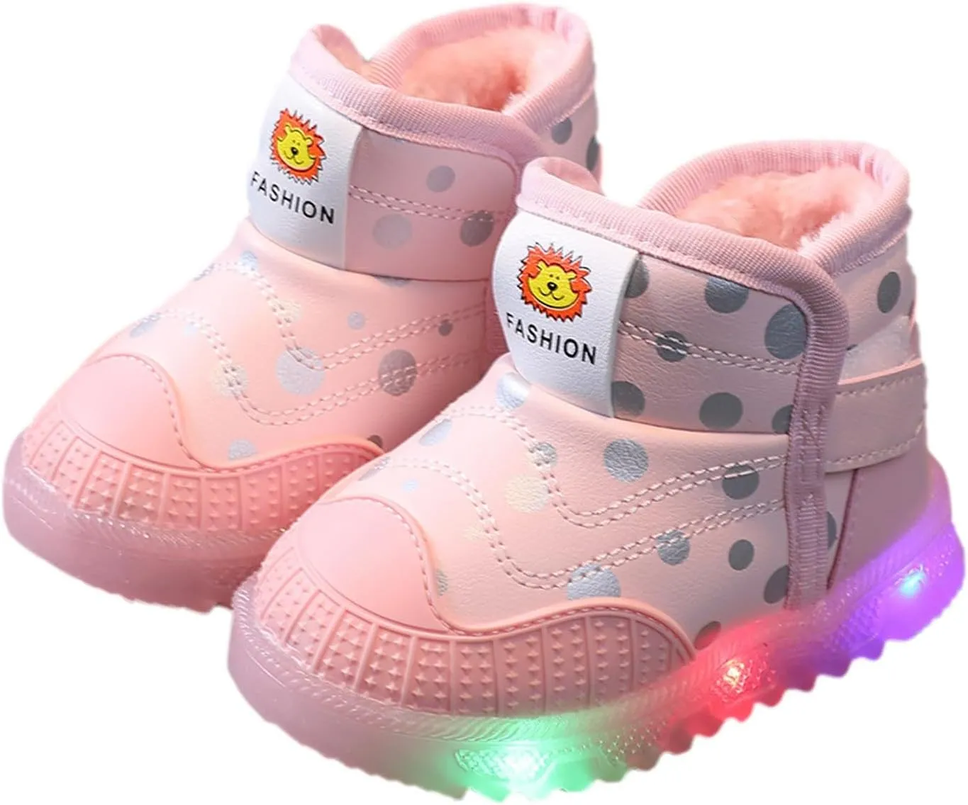 High Top Light Up Toddler Sneakers Boys Girls Cotton Plush Warm Trainer Fashion Cute Anti Slip Casual Sport Shoes