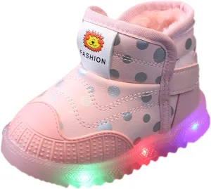 High Top Light Up Toddler Sneakers Boys Girls Cotton Plush Warm Trainer Fashion Cute Anti Slip Casual Sport Shoes