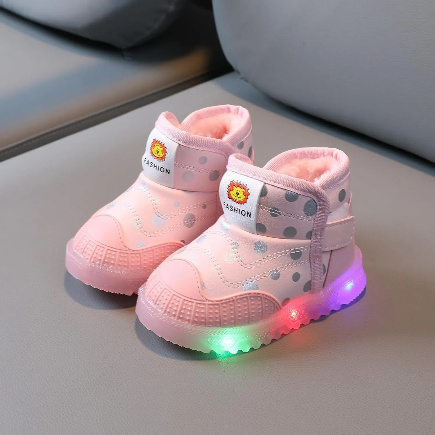High Top Light Up Toddler Sneakers Boys Girls Cotton Plush Warm Trainer Fashion Cute Anti Slip Casual Sport Shoes