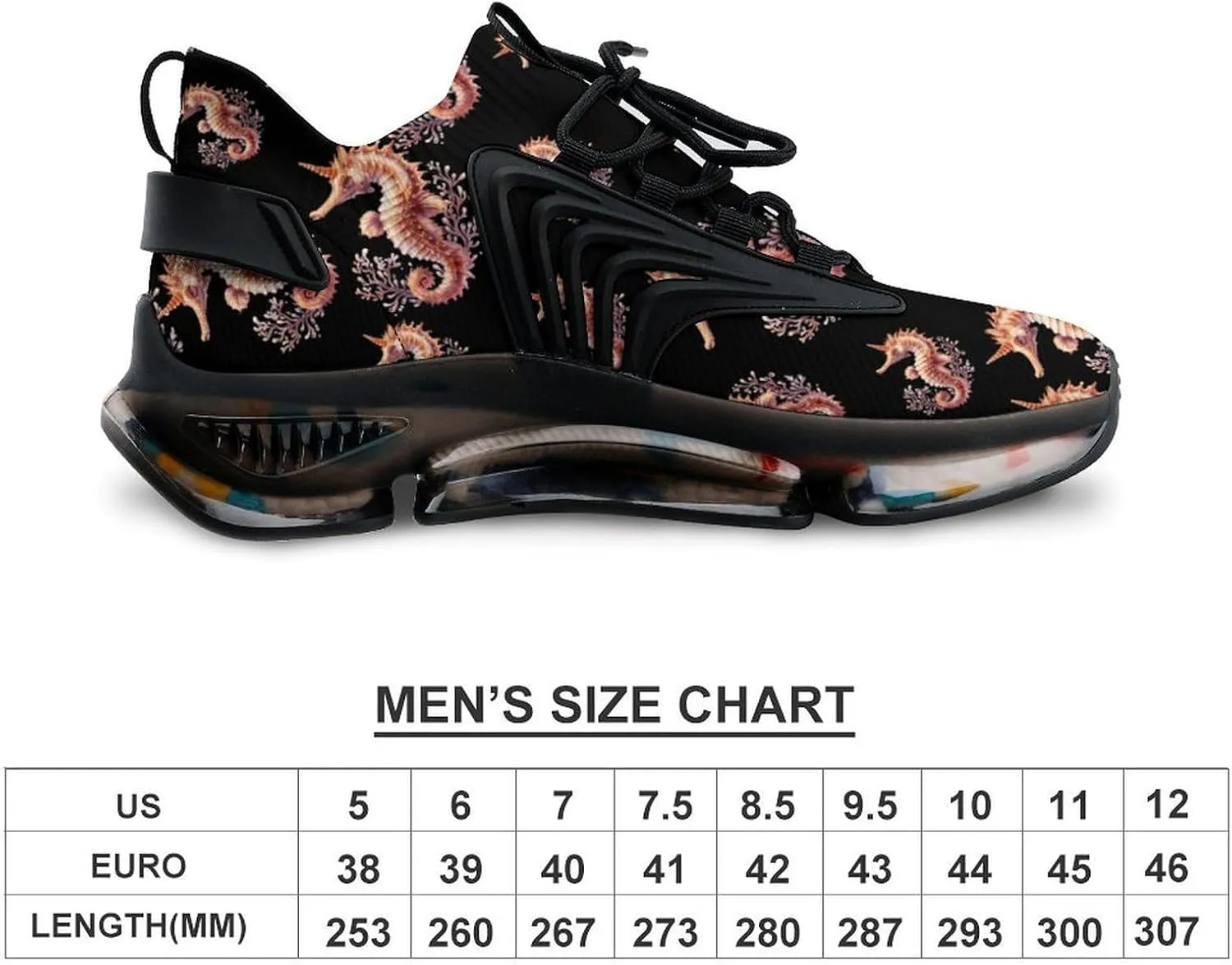 Hippocampus Seahorse Coral Men's Running Shoes Lightweight Walking Shoe Breathable Sneaker