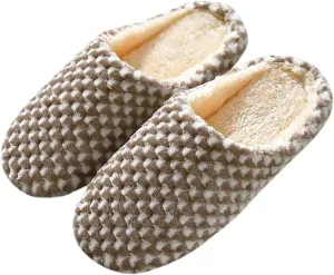 House Slippers for Men Comfort Fluffy Fuzzy Slip-on House Slippers Open Toe Cross Band Indoor Outdoor Non-Slip