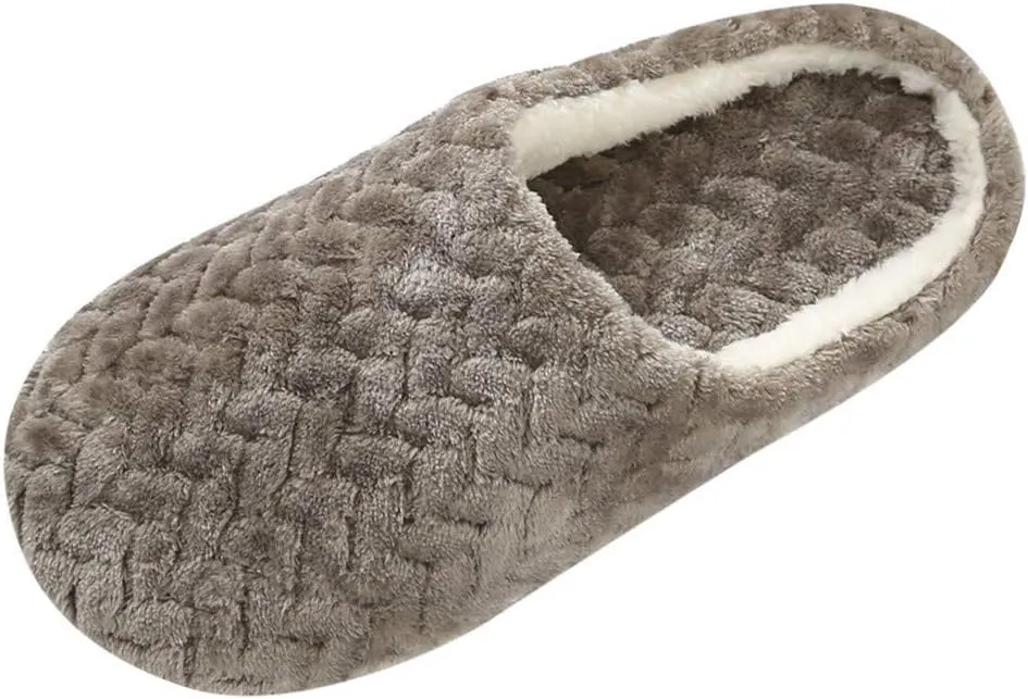 House Slippers for Women Fuzzy Unisex Memory Foam Soft Plush Fleece Lined Winter Indoor Shoes Anti-Skid Rubber Sole